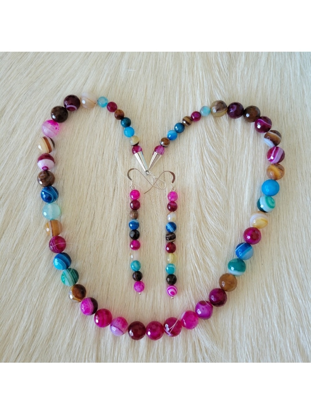 Handmade Rainbow Agate Necklace & Earrings